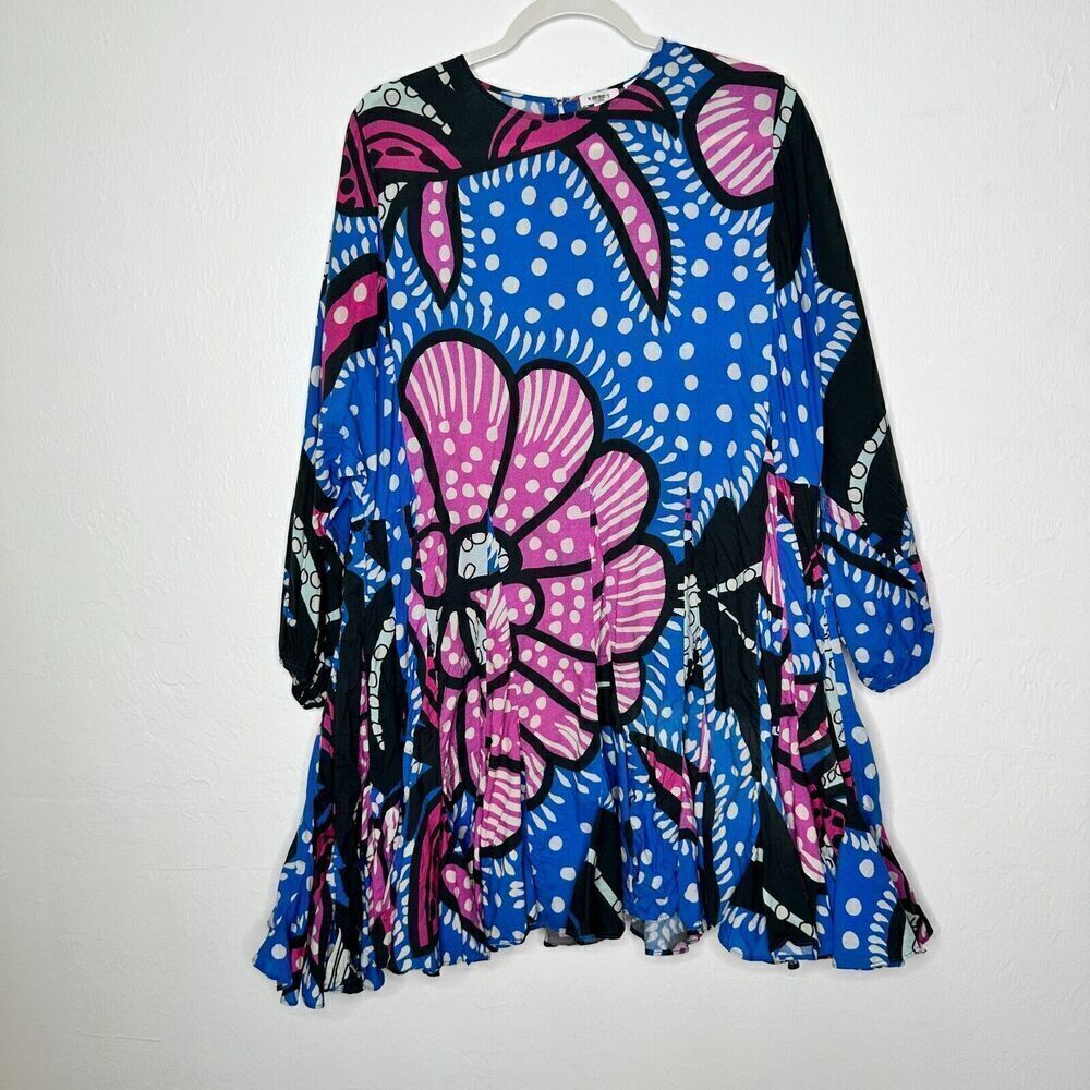 RHODE Resort Ella Belted Mini Dress Purple Flower Print Size Large $445+ NEW
